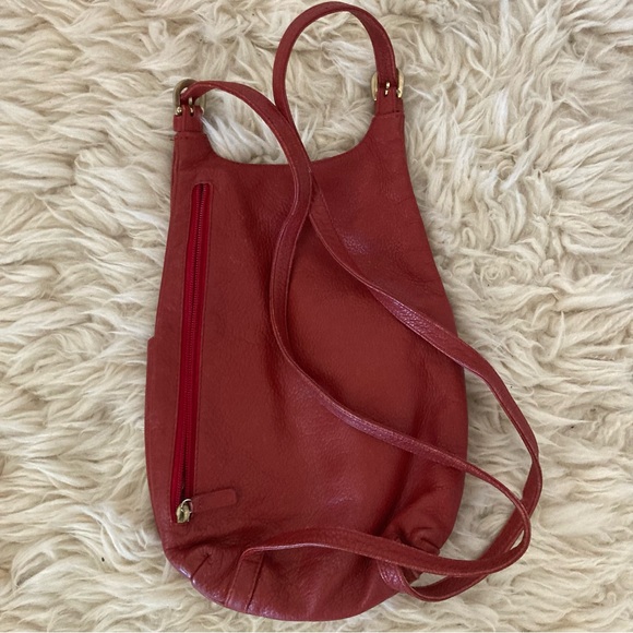 JP Ourse Dark Red Pebbled Leather Kangaroo Backpack Shoulder Bag Purse - Picture 6 of 8